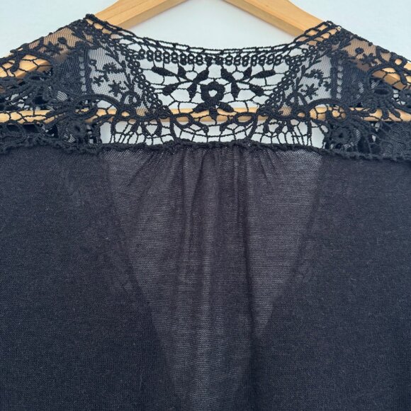 Trinity Black Crochet Lace Cardigan – Vintage Button Down, Size Small - Picture 6 of 8
